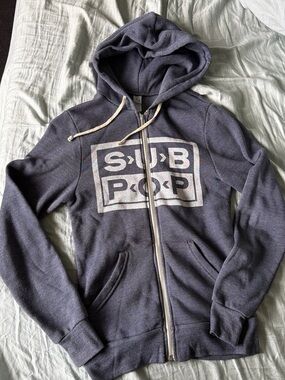 Alternative Apparel Heather Navy Zip-Up Hoodie with Graphic Logo